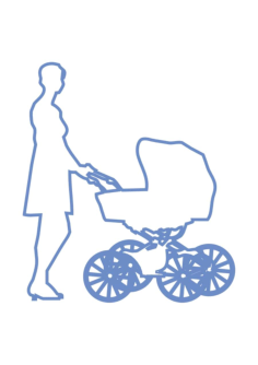 Mother Pushing Pram Stroller Family Silhouette Kids Kids Coloring Pages, Free Vectors File